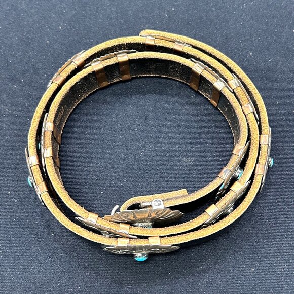 Antique Native American Indian Art Concho Belt Sterling Silver & Turquoise 12pc main image 6